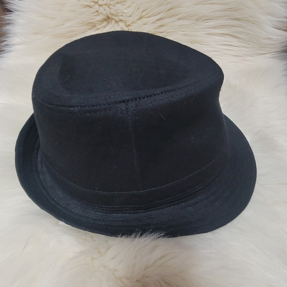 Anoma Men's Black Fedora Hat RibbonBand 100% Cotton Size L/XL Trilby